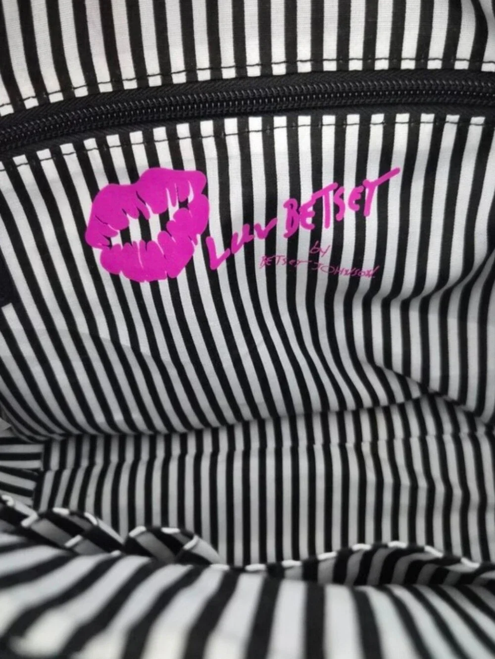 Luv Betsey Betsey Johnson Black White Striped Heart Quilted Satchel Crossbody